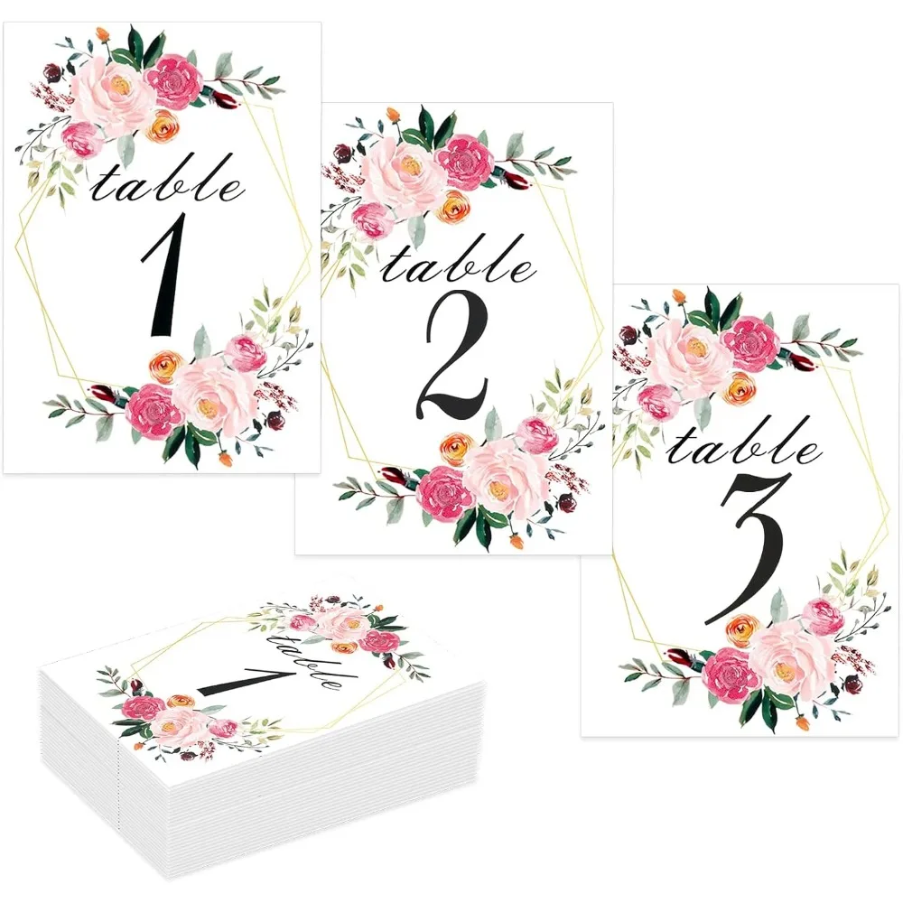 

Карты с цветочным номером стола 1-26, двусторонние геометрические карточки 4 x 6, для свадебных украшений, приемных, вечеринок, детского душа