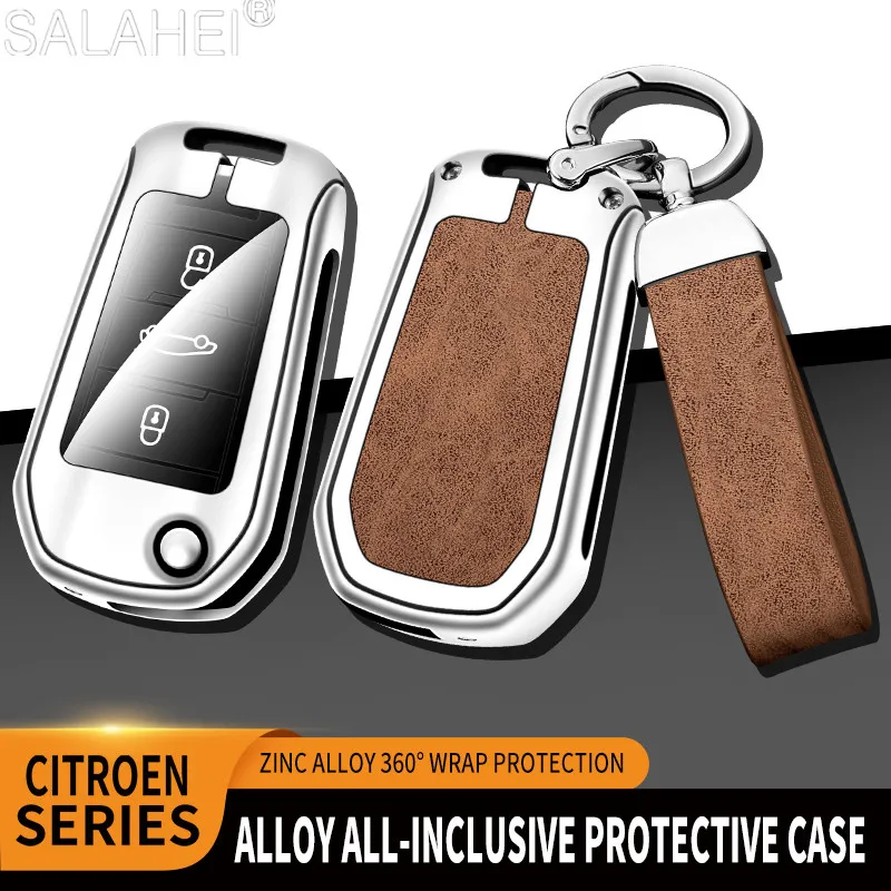 

Zinc Alloy Car Remote Key Fob Case Cover Protector Shell Bag For Citroen C4 C4L C3 C6 CACTUS C8 Keyless Keychain Accessories