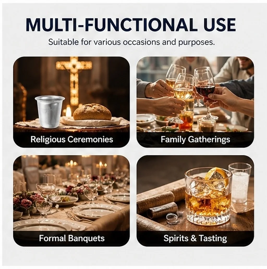 4Pcs Stainless Steel Communion Wine Glass Sturdy Flat Bottom Wine Cup for Sacred Rituals Church Service Family Worship Events