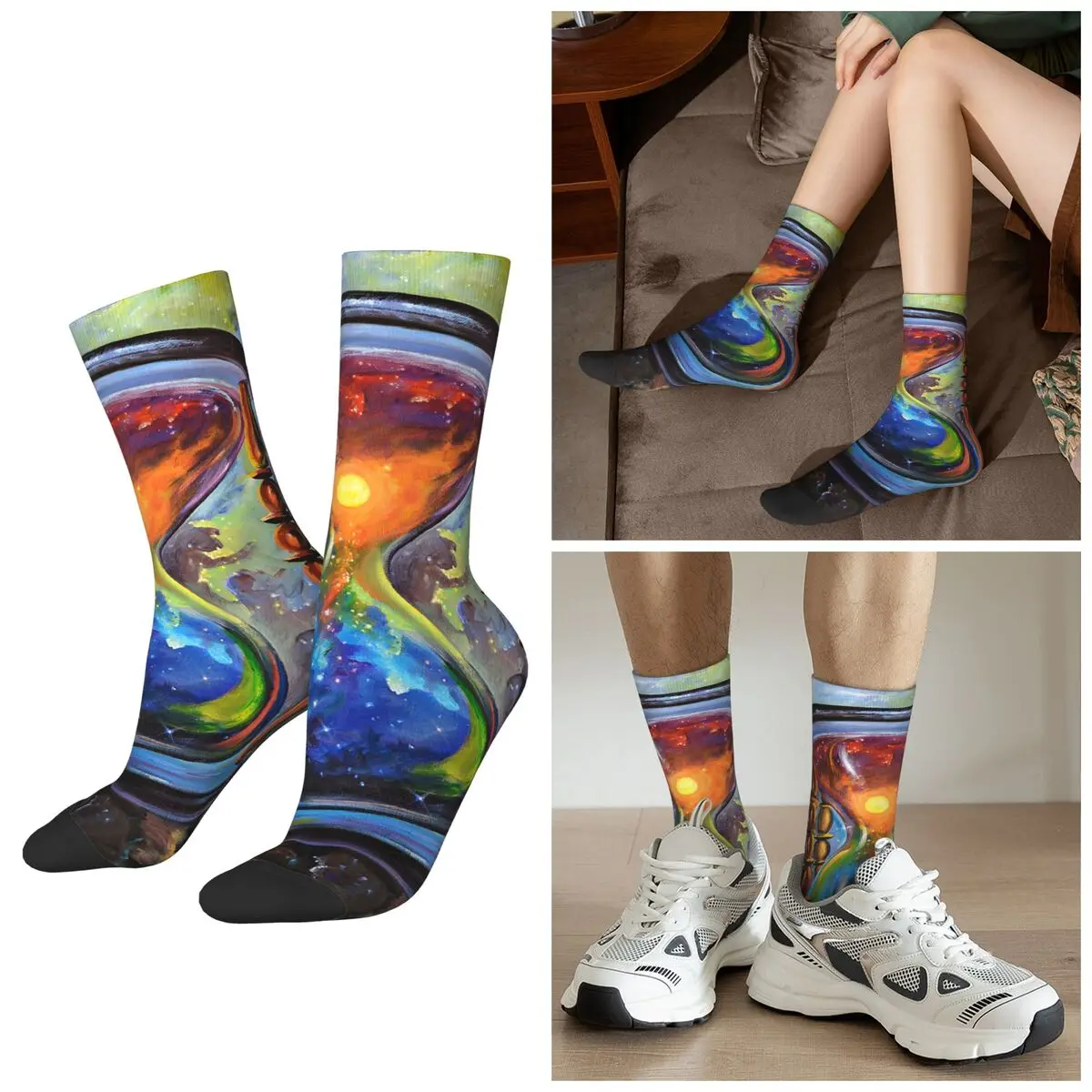 

All Seasons Mysterious Hourglass Print Socks Harajuku Crew Socks High Quality Stockings for Men Women Gifts