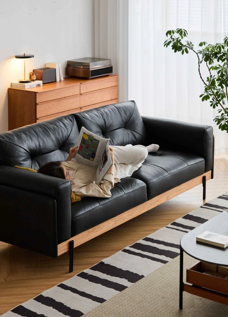 Modern classic style corner sofa, genuine leather, hotel living room furniture set