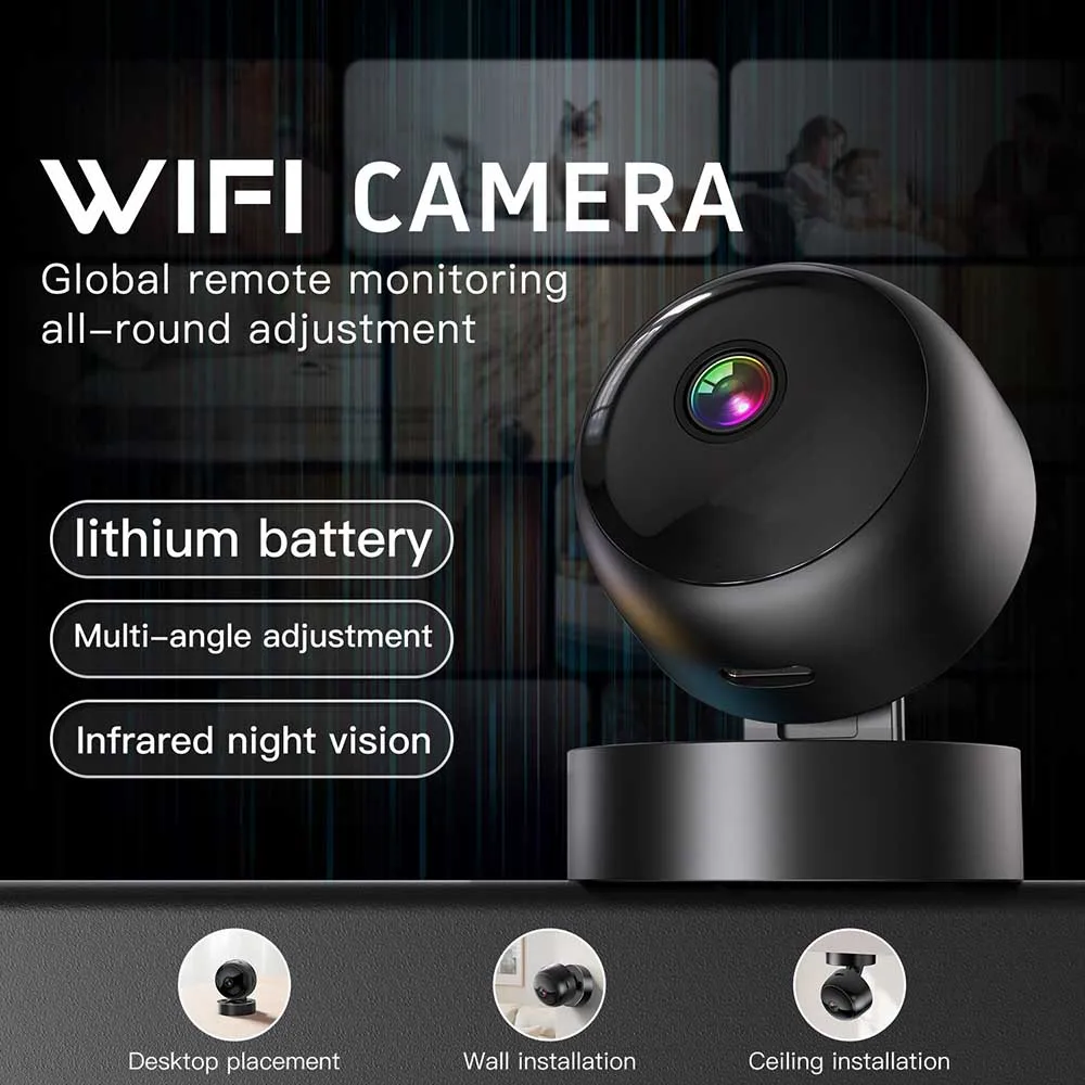 1080P WiFi 카메라 실내 보안 자기 무선 캠 야간 IR 비전 감시 카메라 인간 감지 카메라 베이비 모니터