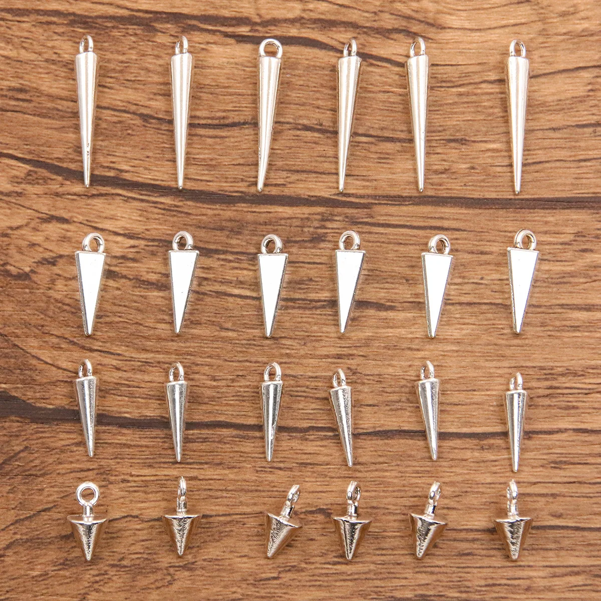 30PCS 4 Styles Metal Alloy Smooth Surface Conical Pendant Charms  Necklace Earrings DIY Jewelry Accessories For Jewelry Making