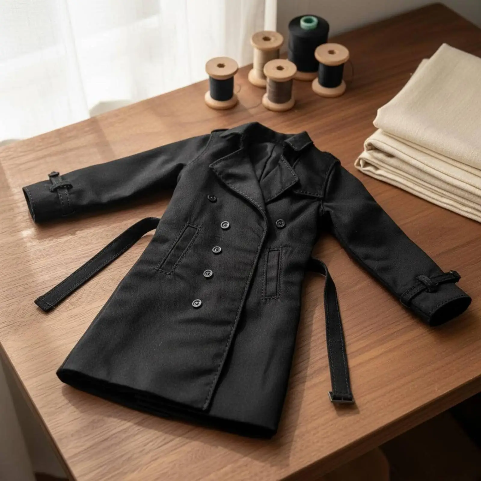 Double Breasted Trench Coat Women Realistic Stitch Clothing Accessory for 12 Inch Dolls and
