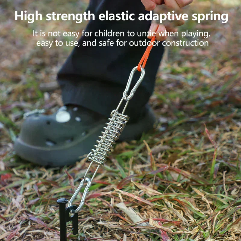 Outdoor Deck Pegs With Carabiner Clips Awning Tightener Fixed Hook 1/4/5Sets Camping Tent Wind Rope Spring Buckle Tent Tensioner