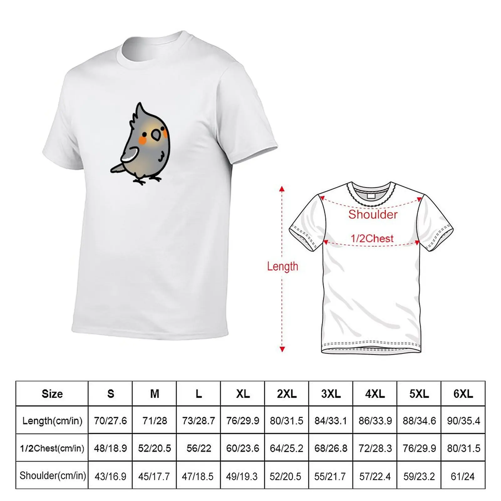Chubby Female Cockatiel T-Shirt Plus Size Basic Short Sleeve Top