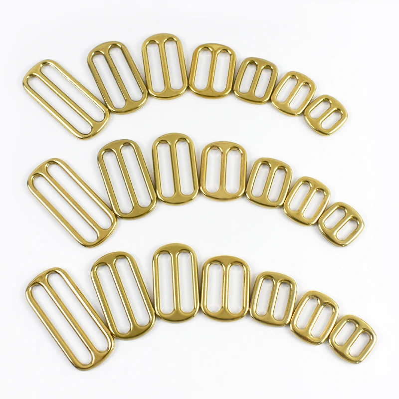 

5-20Pcs 13-50mm Solid Brass Tri-Glide Slider Rectangle Adjuster Buckle for Leather Craft Bag Shoulder Strap DIY Bags Accessories
