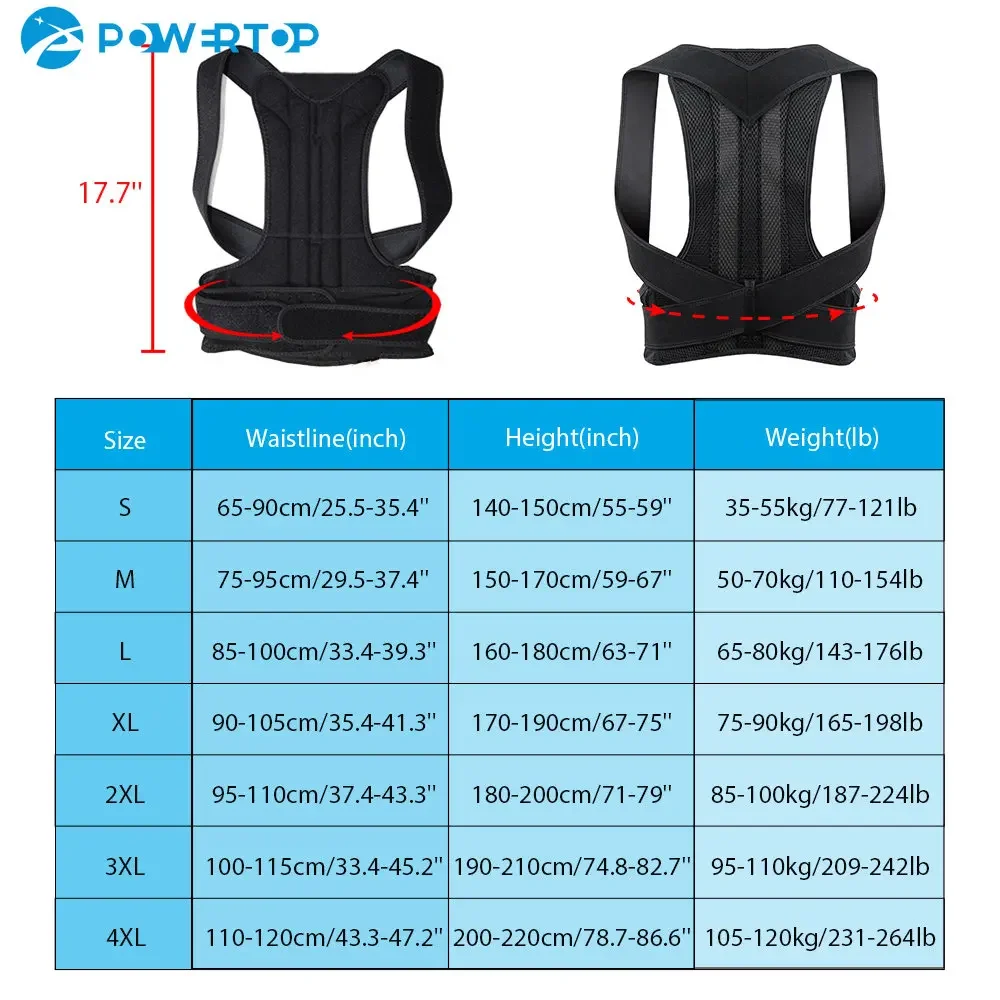 Corretor de postura para homens e mulheres, cinta traseira, suporte de clavícula, stop slouching e hunching, treinador traseiro ajustável