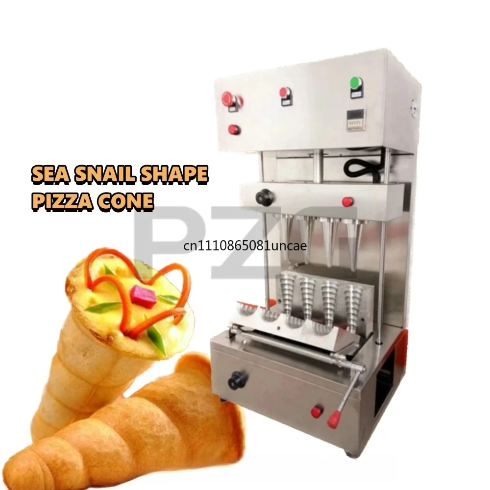 

2 Cones Sea Snail Shape Pizza Cone Making Machine Food Snack Baking Display Electric Stainless Steel Bread Bakery Oven