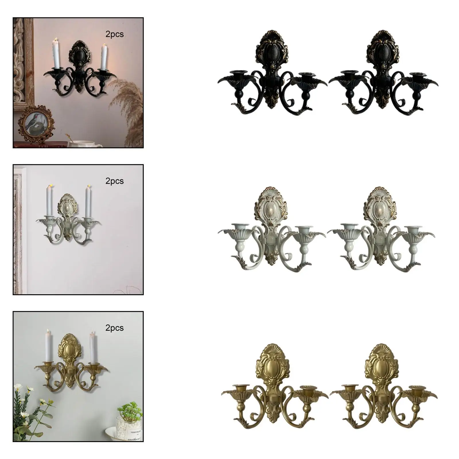Retro Wall Candle Holder Iron Art Sconce Vintage Style Home Decoration for Living Room Hallway Dining Area