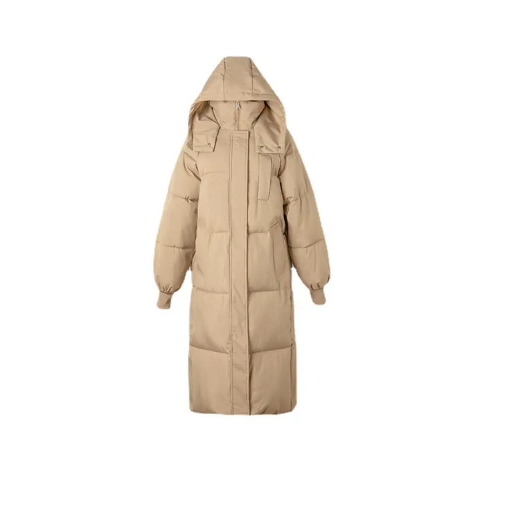 

Women's Korean Style Thickened down Cotton Outwear Long Over-The-Knee Loose Fit Winter Fashion Trend Bread Design