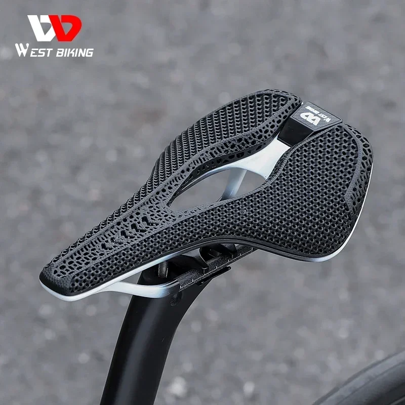 WEST BIKING 3D Printed Road Bike Seat T800 Carbon Speed Saddle Lightweight Short Nose Racing Bike Saddle High End Bicycle Parts