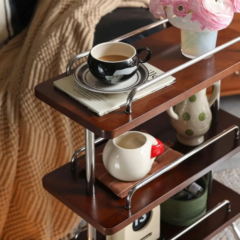 Movable Small Cart, Sofa Side Table, Living Room Coffee , Magazine Bookshelf, Bedside Shelf