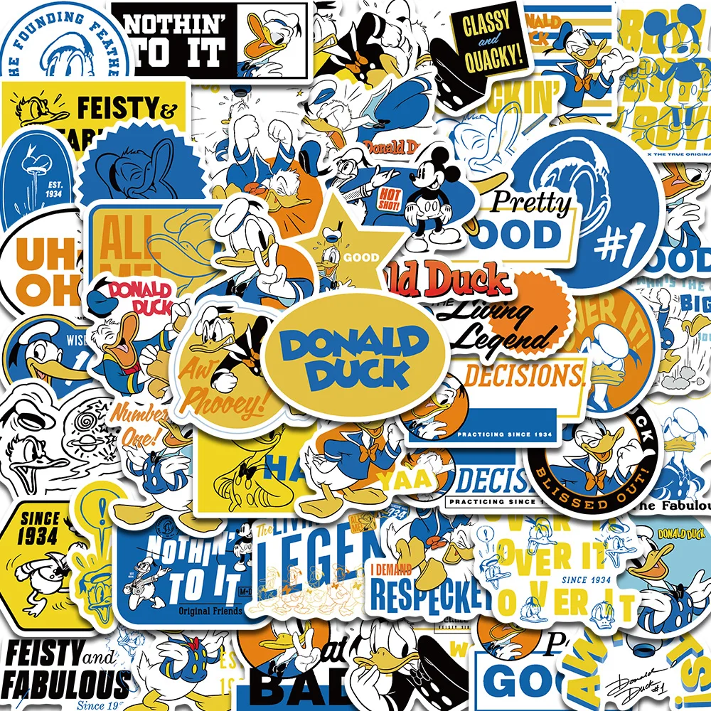 50 قطعة دونالد داك 2 ملصقات مضحك موضة الكمبيوتر المحمول الأمتعة DIY بها بنفسك دفتر مقاوم للماء القهوة الهاتف حقيبة ملصق الكتابة على الجدران هدية #1