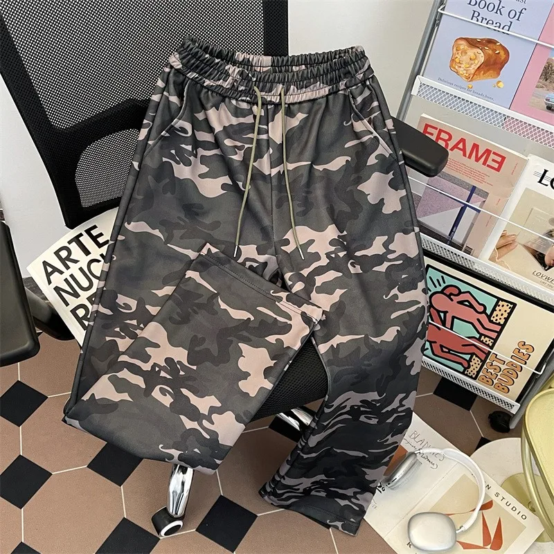

Американские ретро-брюки унисекс с широкими штанинами в камуфляжном стиле, осенние, в стиле хип-хоп, прямые, спортивные, длинные, свободного кроя, из полиэстера