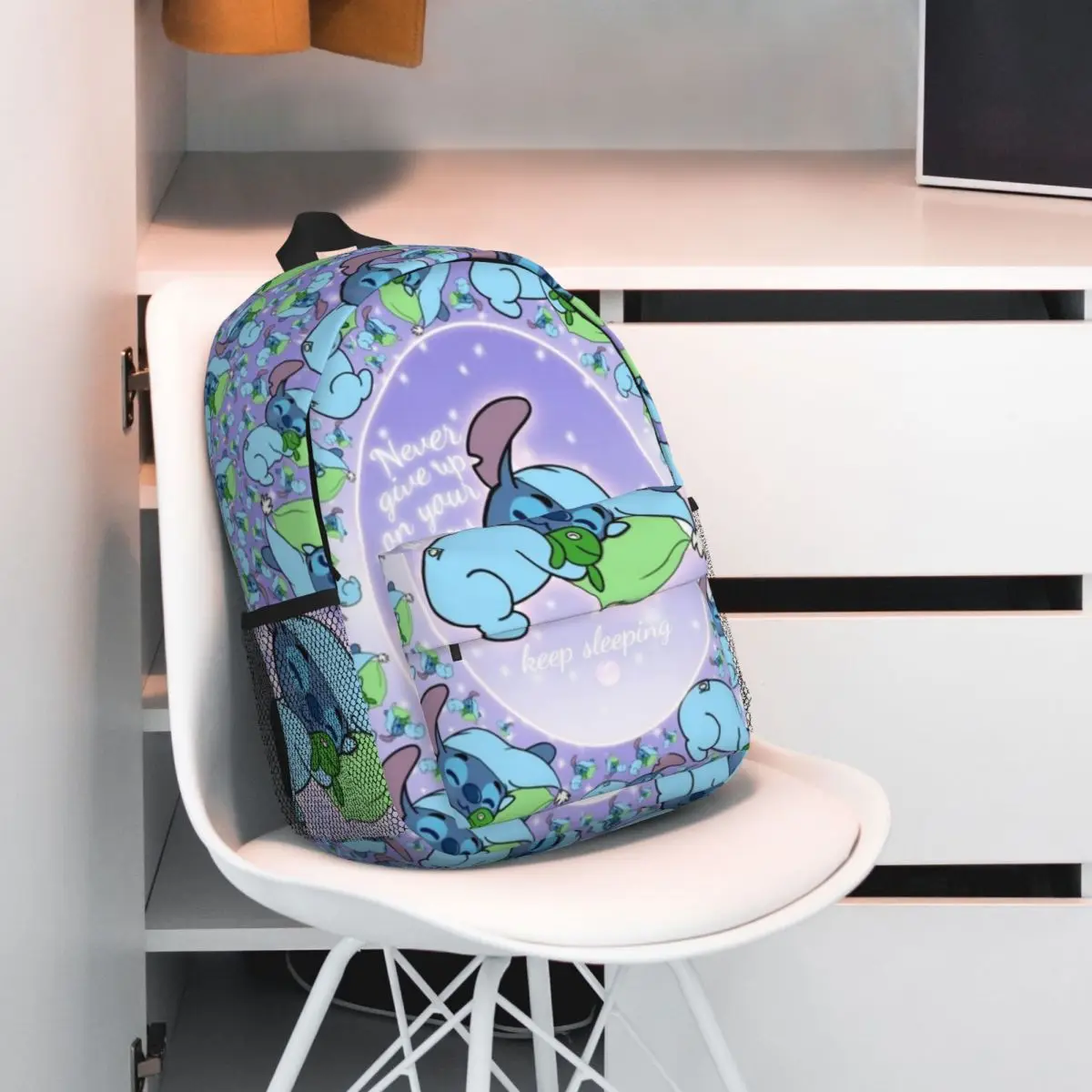 Disney Stitch 15-Inch Waterproof Backpack - Lightweight Travel Bag with Multiple Pockets for Organization