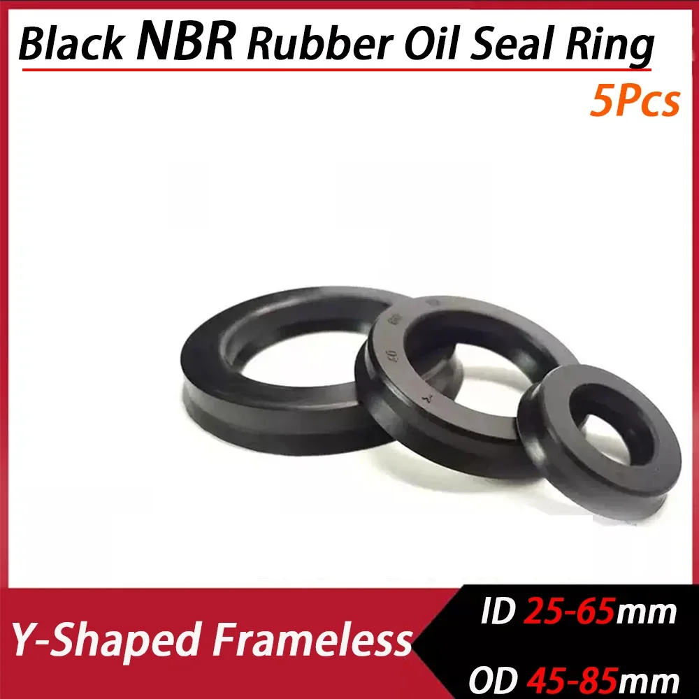 5-30Pc ID 25-65mm OD 45-85mm NBR Y-shaped Frameless Oil Seal Ring Shaft With Double Lip Sealing Gasket Black Rubber Sealing Ring
