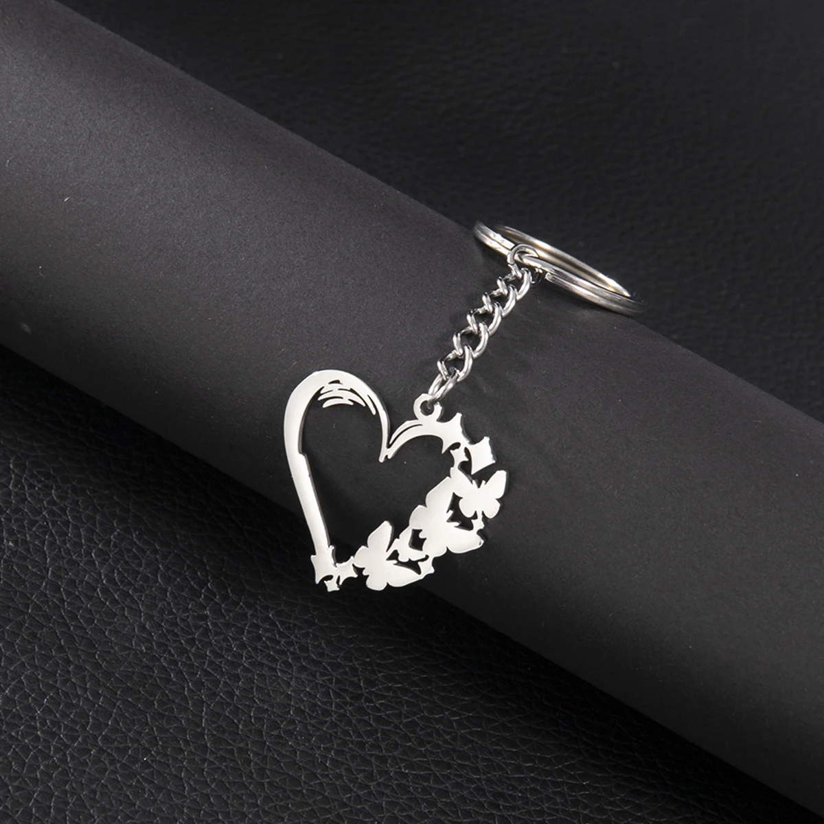 Mini Animal Butterfly Shaped Pendant Keychains For Women Hollow Heart Stainless Steel Metal Keyring Handbag Diy Handmade Jewelry