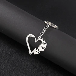 Mini Animal Butterfly Shaped Pendant Keychains For Women Hollow Heart Stainless Steel Metal Keyring Handbag Diy Handmade Jewelry
