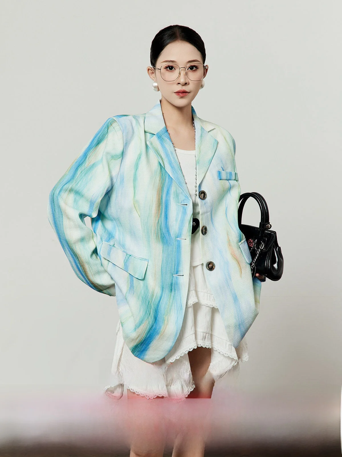 

Blue Women's Suit Jaet Casual Loose Commute Friendly Versatile Autumn New Sle Long Sve Button up Classic Collar