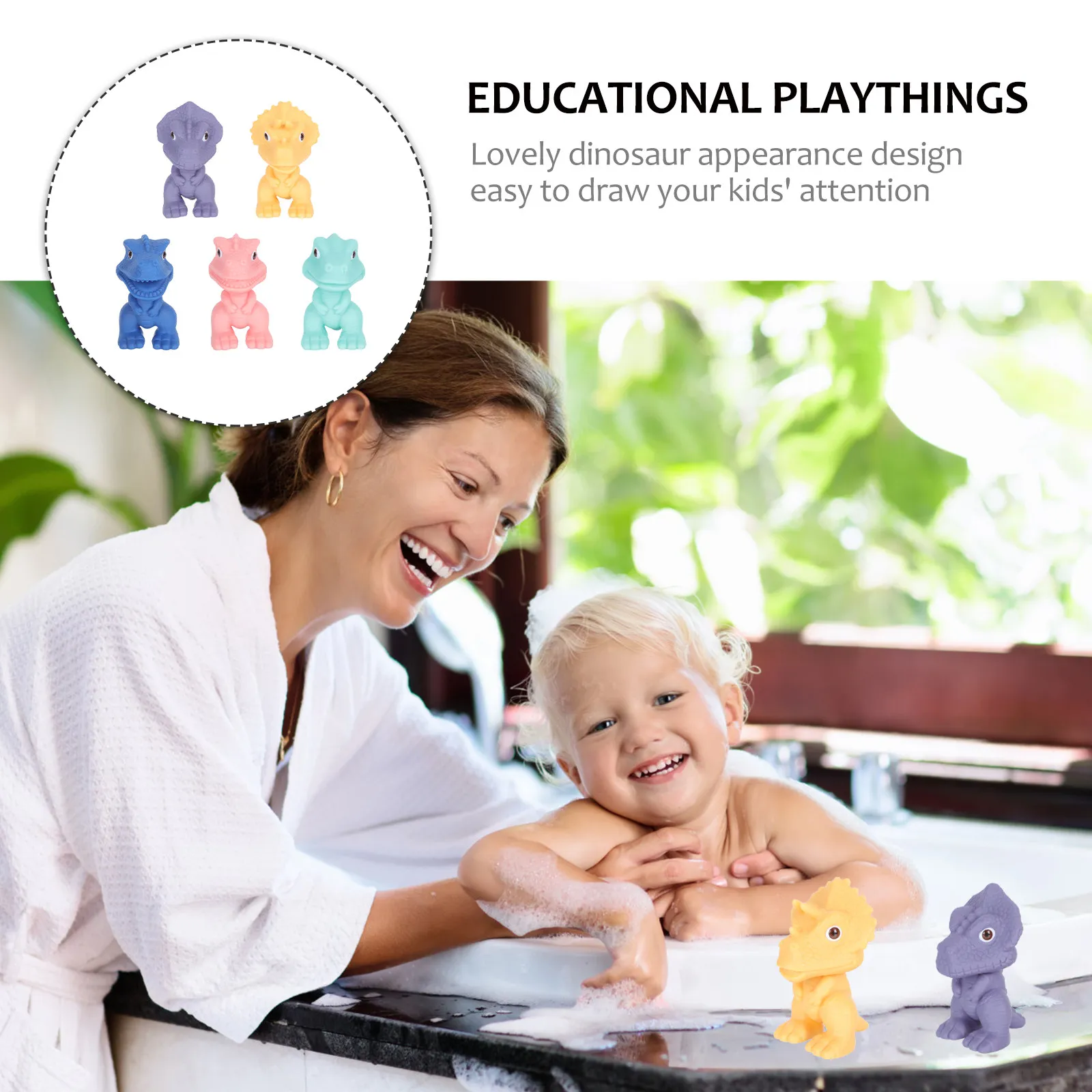 Dinosaur Soft Rubber Bathing Playthings Colorful Cartoon Floating Baby Bathtub Shower Educational Kids Cognition Playing