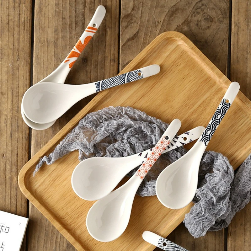 

Japanese Style Ceramic Spoon Creative Multi-Function Scoop Porridge Soup Spoon Tableware Restaurant Household Kitchenware New