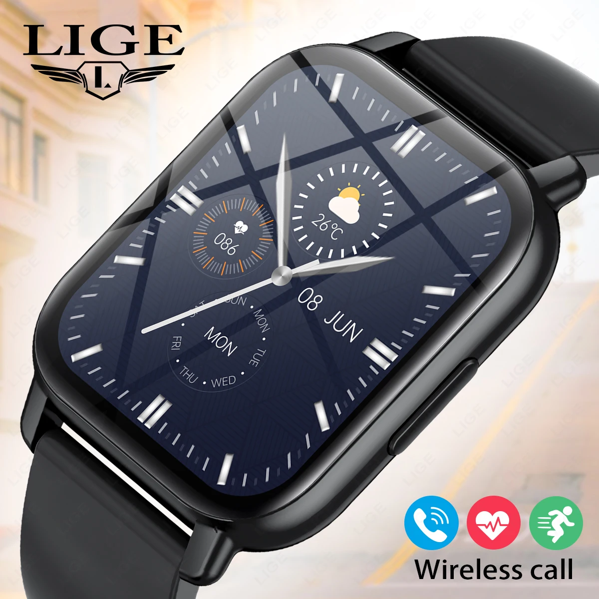 LIGE-Montre intelligente étanche pour femme, connexion avec tous les smartphones, écran AMOLED, voix AI, appel Bluetooth, sports, fitness