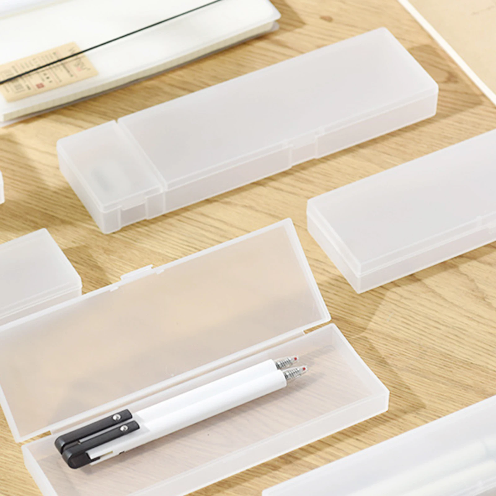 

4 Pcs Pencil Case Stationery Box Marker Storage Boxes for School Frosted Containers with Lids Kids' Cases Child