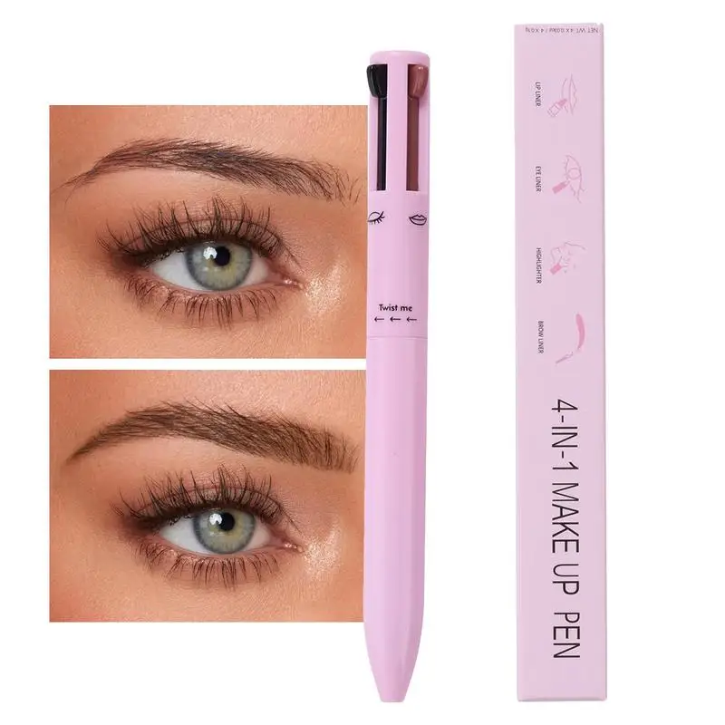 Stylo de maquillage pour les yeux avec eye-liner et surligneur, 4 en 1, vepliner pour sourcils, haute pigmentation, beauté du visage, outil cosmétique pour femme