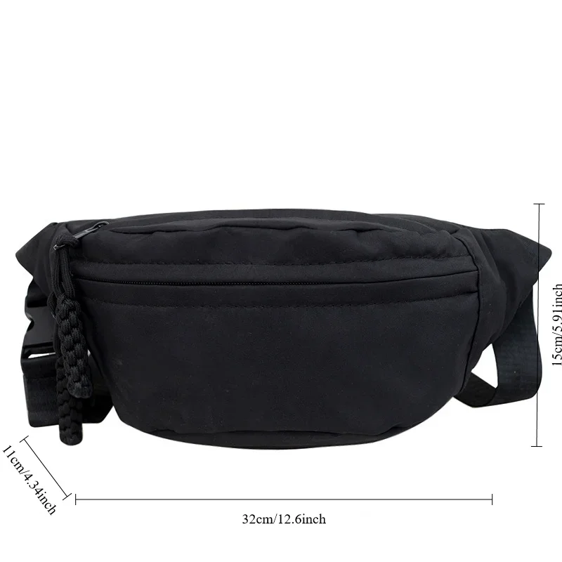 Solid Color Crossbody Chest Bag Women Nylon Portable Work Waist Bag Simple Change Storage Unisex Chest Bag