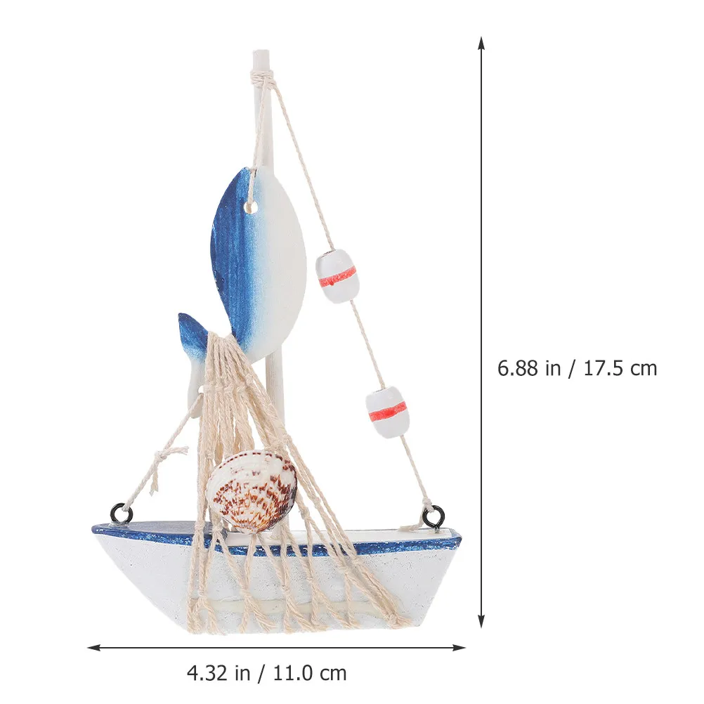 Wooden Sailboat Ornament Set – Mediterranean Mini Sailing Ship Desktop Decor for Office, Study, Nautical Party & Home