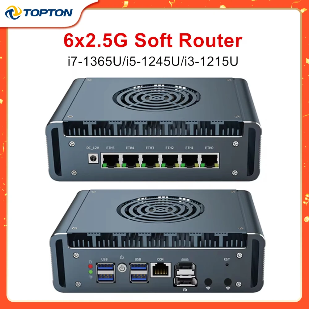 13th Gen 6x i226-V 2.5G Soft Router Intel i7 1365U 1265U i5 1245U i3 1215U Firewall Mini PC 2xDDR5 NVMe Proxmox pfSense OPNsense