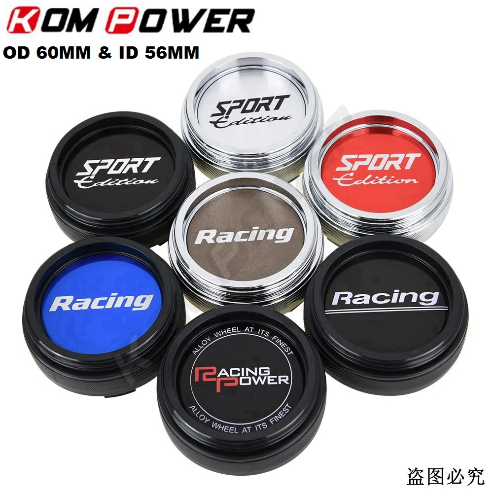 4PCS 60MM OD / 56MM ID Cap Sport Rim Cover SPORT RACING Sticker Center Rim Cap Wheel Hub Cap