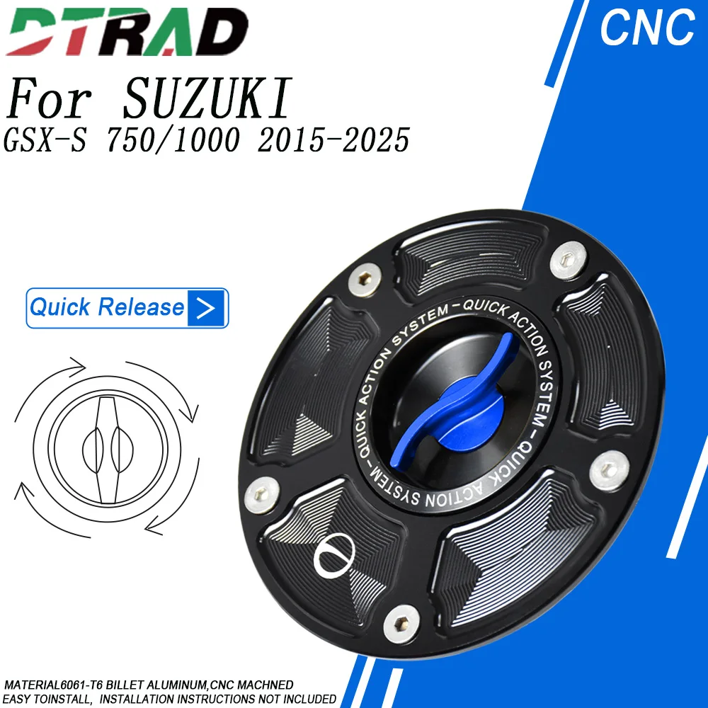 Motorcycle Keyless Fuel Filler Cover for SUZUKI GSX-S 750/1000 2015-2026 Fast Gas Oil Tank Plug Cap Engine Decorative