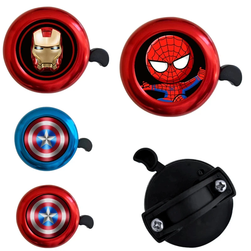 AliExpress MINISO 5Cm Spiderman Anime Bike Horn Iron Man Captain America Aluminum Alloy Bicycle Bell Ring Super Loud Bike Accessories Kids Gifts