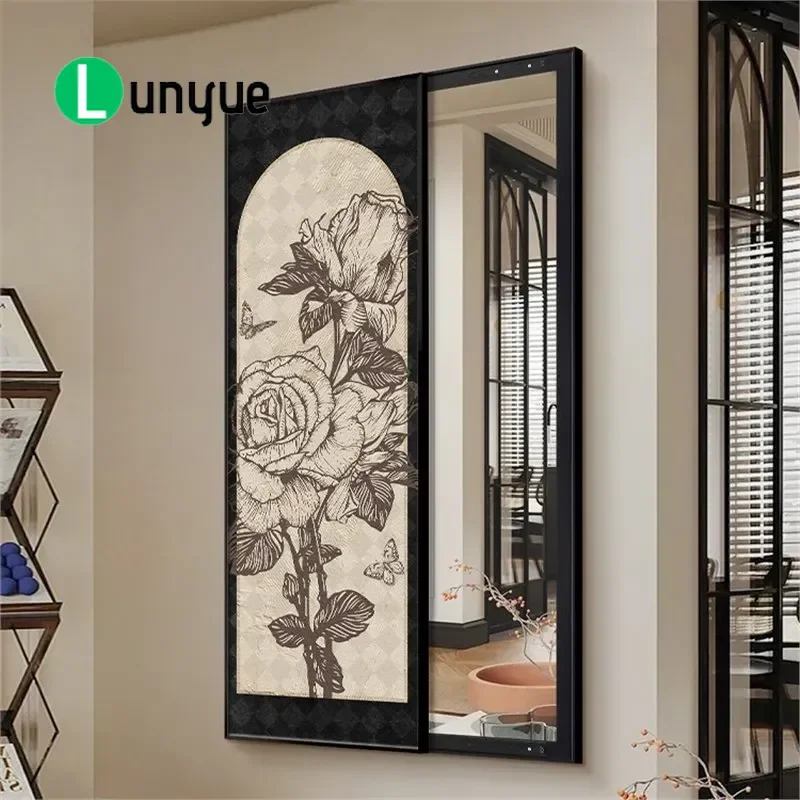 Medieval Retro French Hidden Full Length Mirror Porch Hanging Painting Invisible Decorative Wall Art Concealed Design for