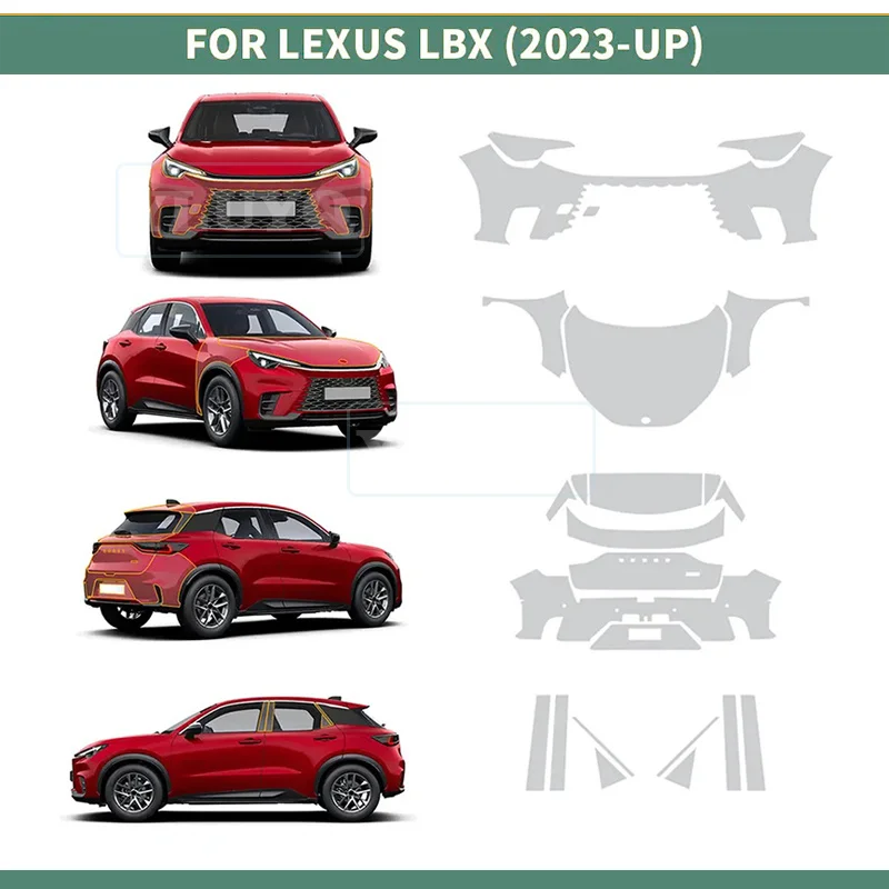 

For Lexus LBX 2023 2024 2025 Paint Protection Film Car Body Bra Kit Sticker TPU PPF Pre Cut Accessories Transparent