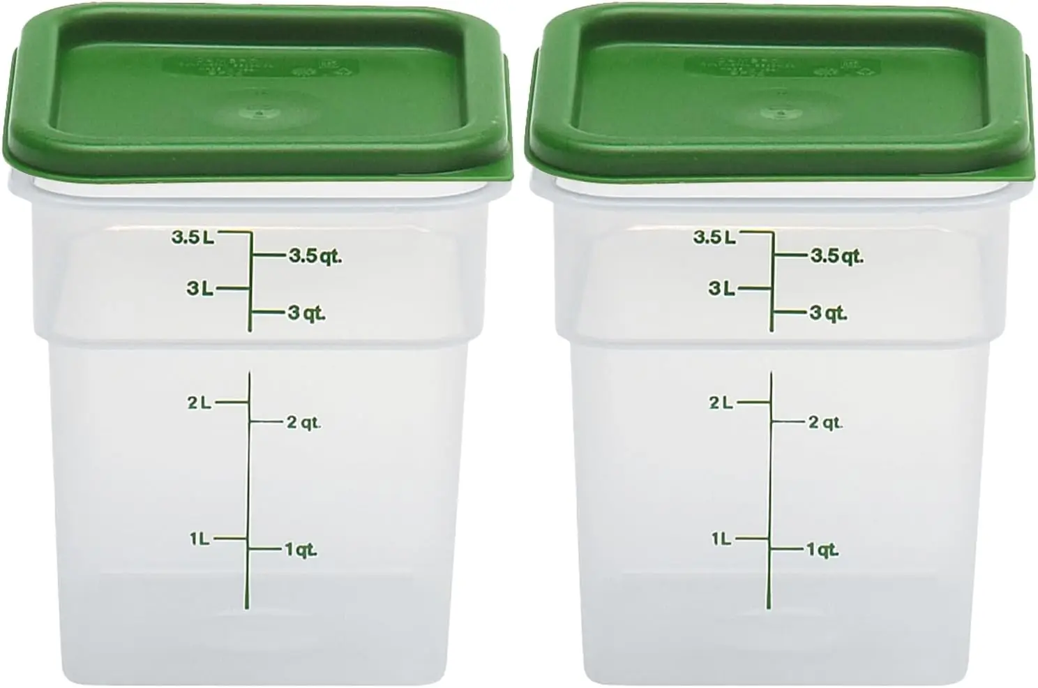 Microwave-Safe BPA-Free Food Storage Container with Lid, 2-Pack Square Green Translucent 4 QT Commercial Grade