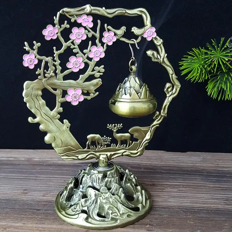 Brûleur d'encens prune créatif, 1 pièce, plateau suspendu en bois de santal, encensoir de bénédiction, porte-encens, ornements pour la maison