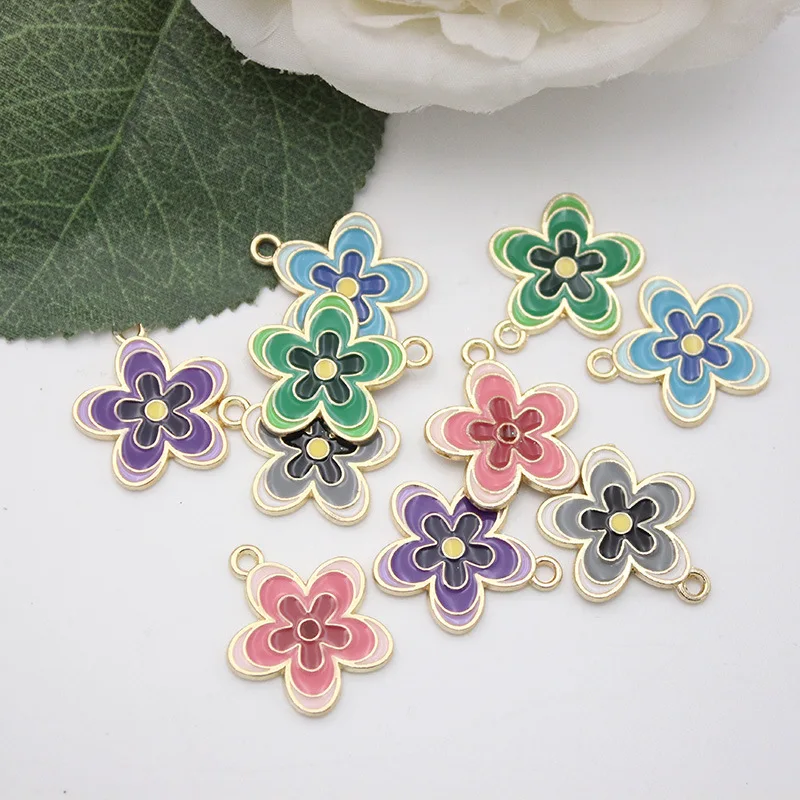 10pcs 19*21mm Colorful Daisy Flower Enamel Zinc Alloy Charms For DIY JewelryBracelet Earring Making Accessorieswholesale ﻿