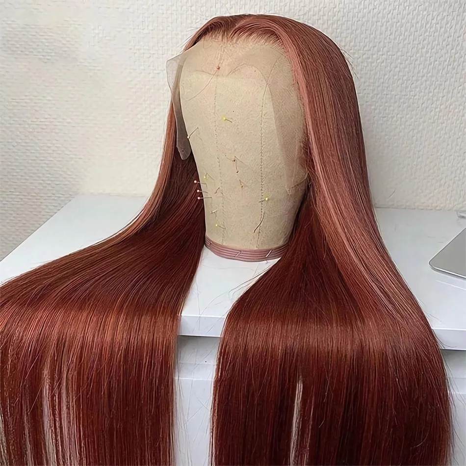 Reddish Brown 13x6 Lace Front Wigs Human Hair For Black Women 13x4 Transparent Straight Lace Front Wigs Cooper Red