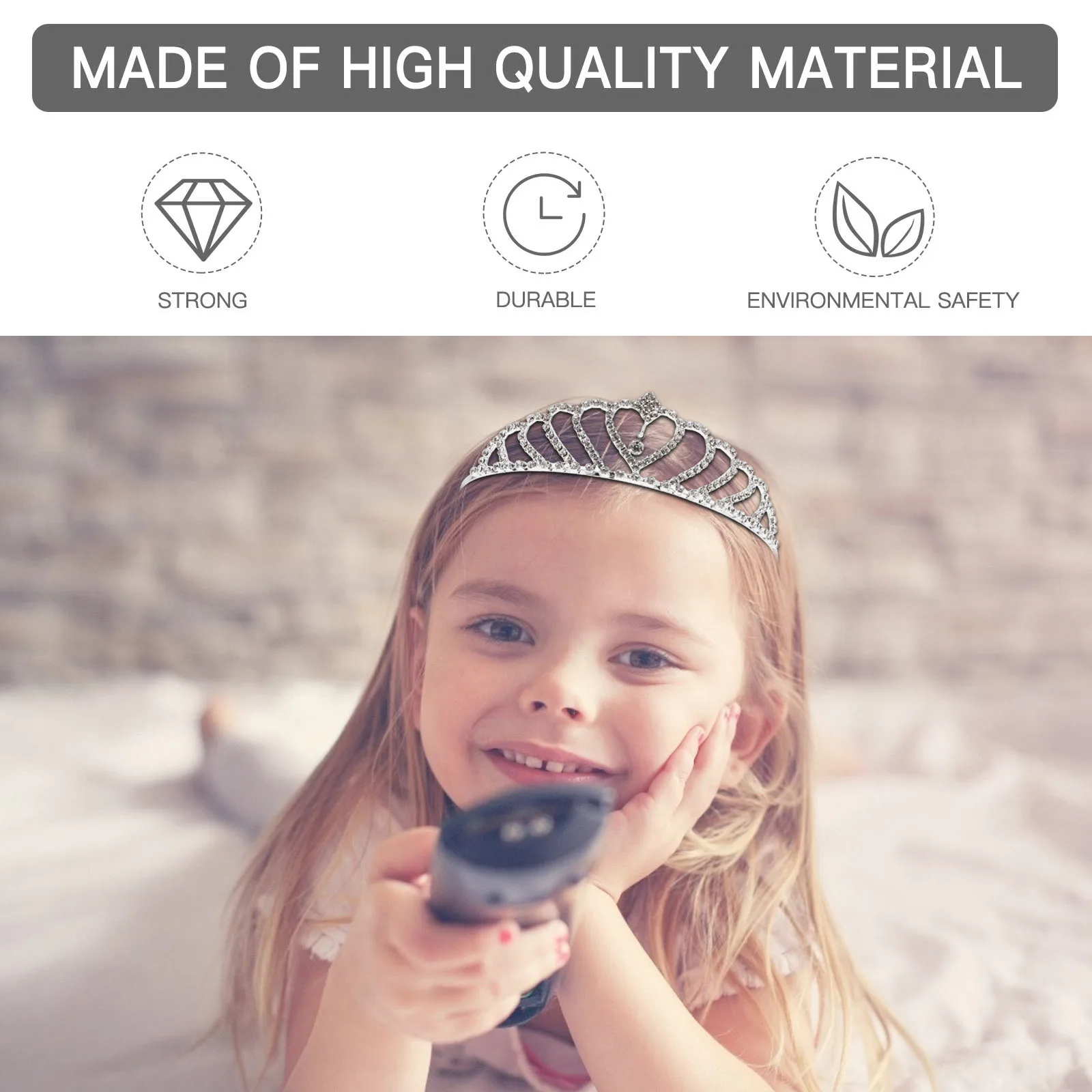 

4pcs Princess Hairband Birthday Party Crowns for Girls Kids Rhinestone Tiara Headpiece Heart Child Shiny Decorative