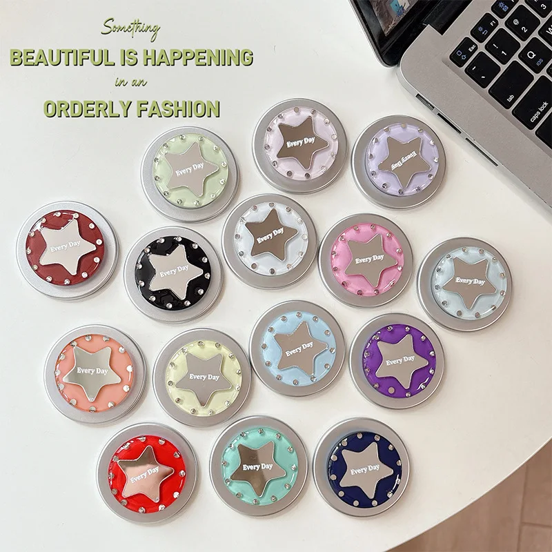 

Luxury Rhinestone Star Mirror Magnetic Phone Grip Holder Foldable Lazy Bracket For Magsafe Finger Socket Universal Smart Tok