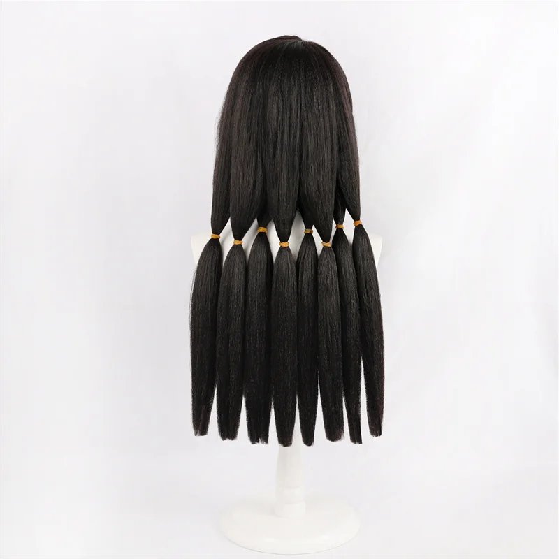 Parrucca Cosplay Anime GACHIAKUTA Jabba per Adulti, Capelli Neri Lunghi Lisci con Treccia, per Uomo, Uso Quotidiano, Feste di Halloween, Giochi di Ruolo