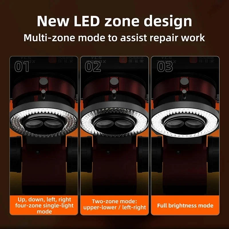 YCS 6558 Zone Lighting Microscope Light Source With 144 LEDS Adjustable Brightness for Phone Repair Microscope Light Tool