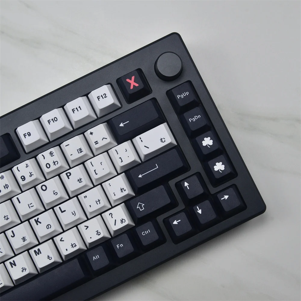 Imagem -04 - Keycap Teclado Mecânico Gmk Preto Branco Keycaps Japoneses Perfil Cereja Pbt Sublimação Dye Interruptor mx 129 Chaves