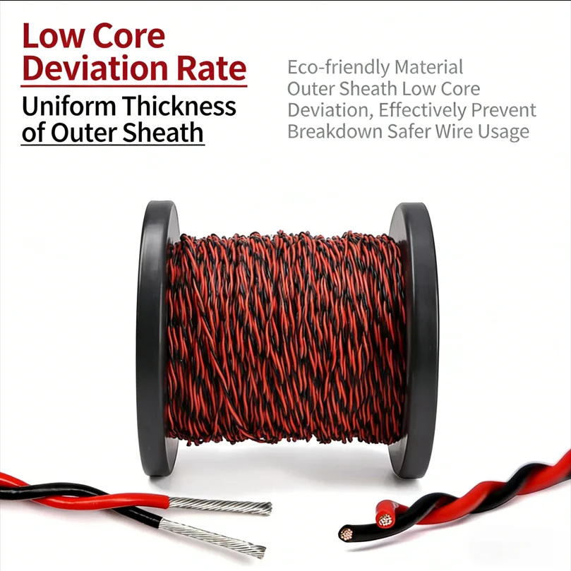 2-50m 26-13AWG AFS200 Twisted Pair Cable - FEP Insulated Tinned Copper High Temp Wire for 600V Industrial Use