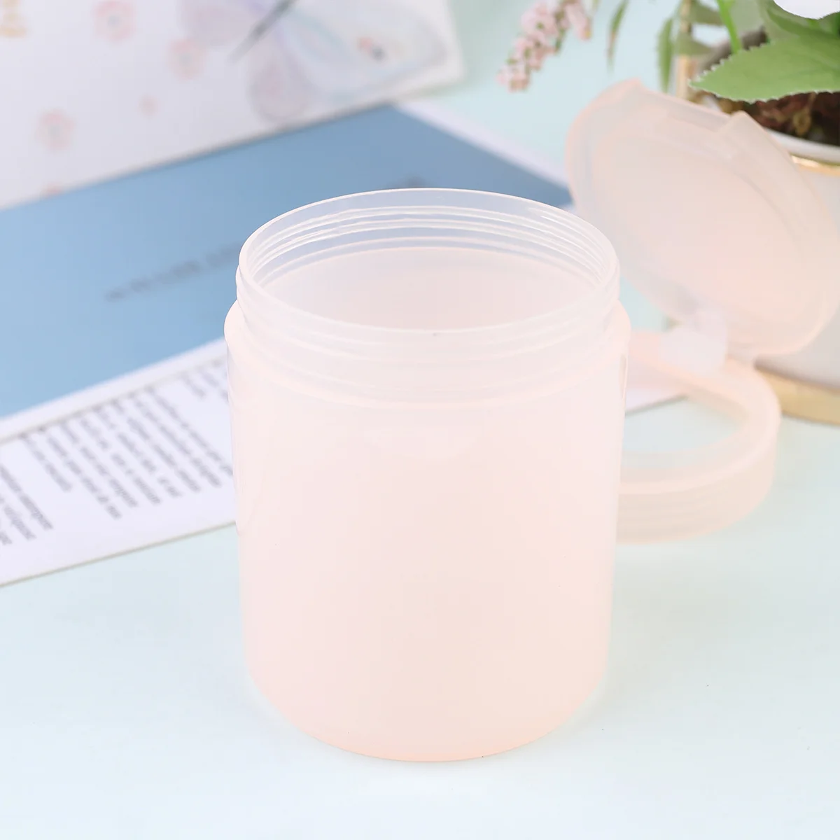 

Cotton Swab Storage Box Lightweight Plastic Pressable Lid Easy Clean Organize Bathroom Vanity Manicure Tools Orange