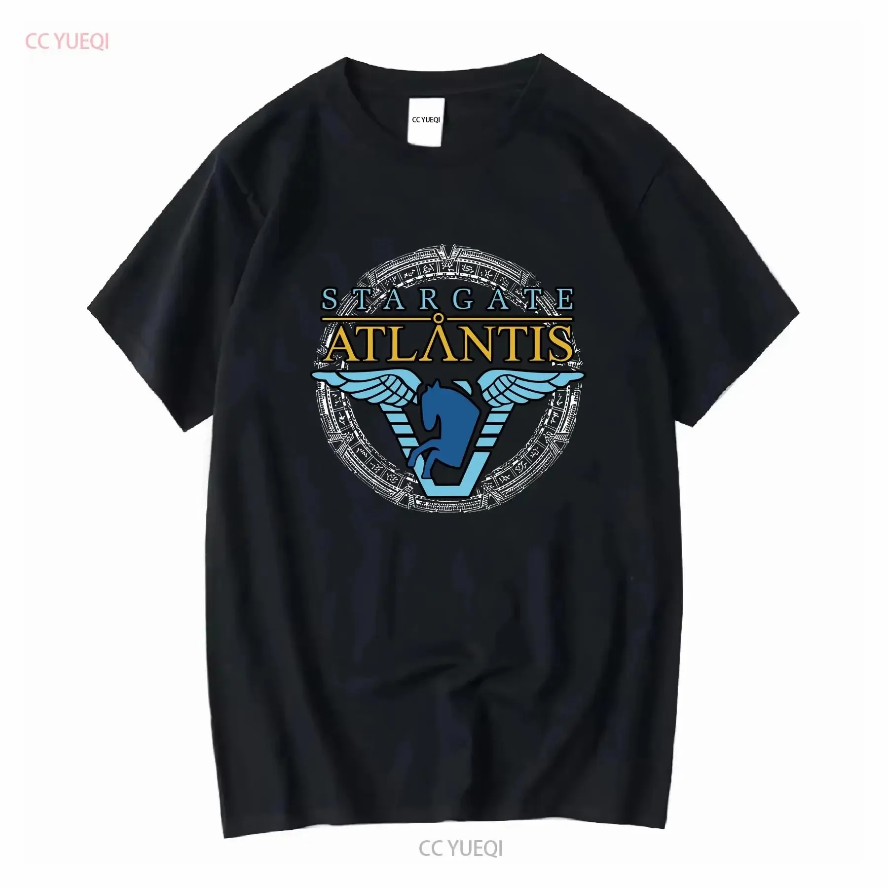 Camiseta con insignia de Pegasus de la serie de películas Stargate Atlantis, camiseta vintage lavada con gráfico informal y transpirable para uso diario