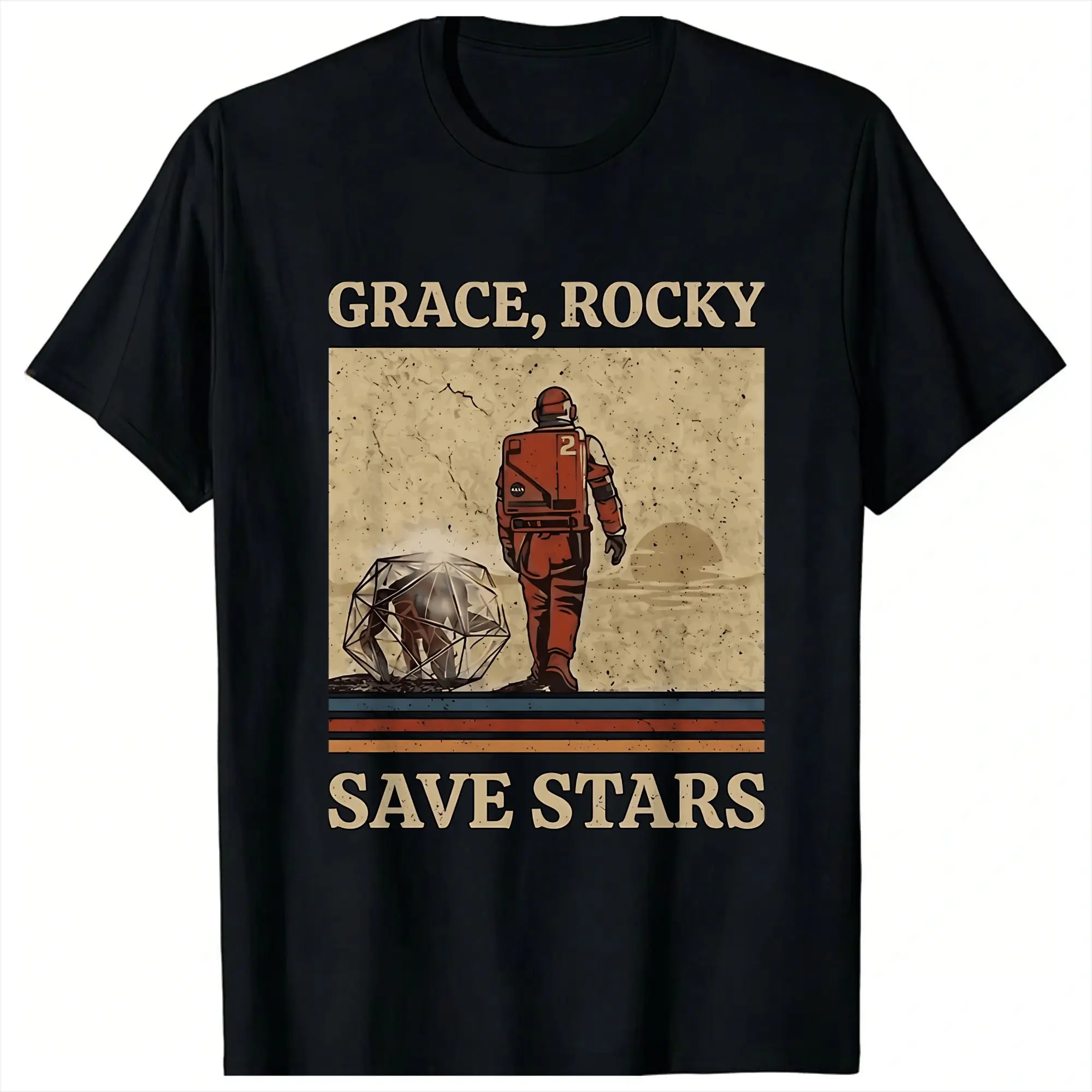 Grace rocky save stars Project Hail Mary Amazing T-Shirts Men  Casual 100% Cotton Tee Shirt Round Collar Short Sleeve T Shirt